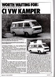 July 1981 VW T25 Autohomes CI Kamper Magazine Review