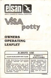 Elsan Visa Potty Porta Loo User Instruction Manual